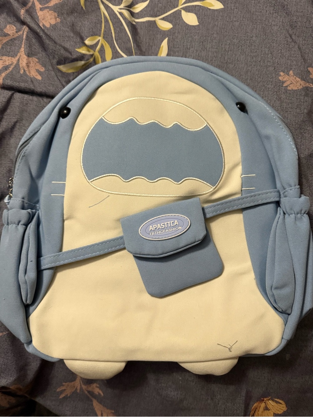 APASTTCA Kids Blue and Cream Cartoon Character Backpack